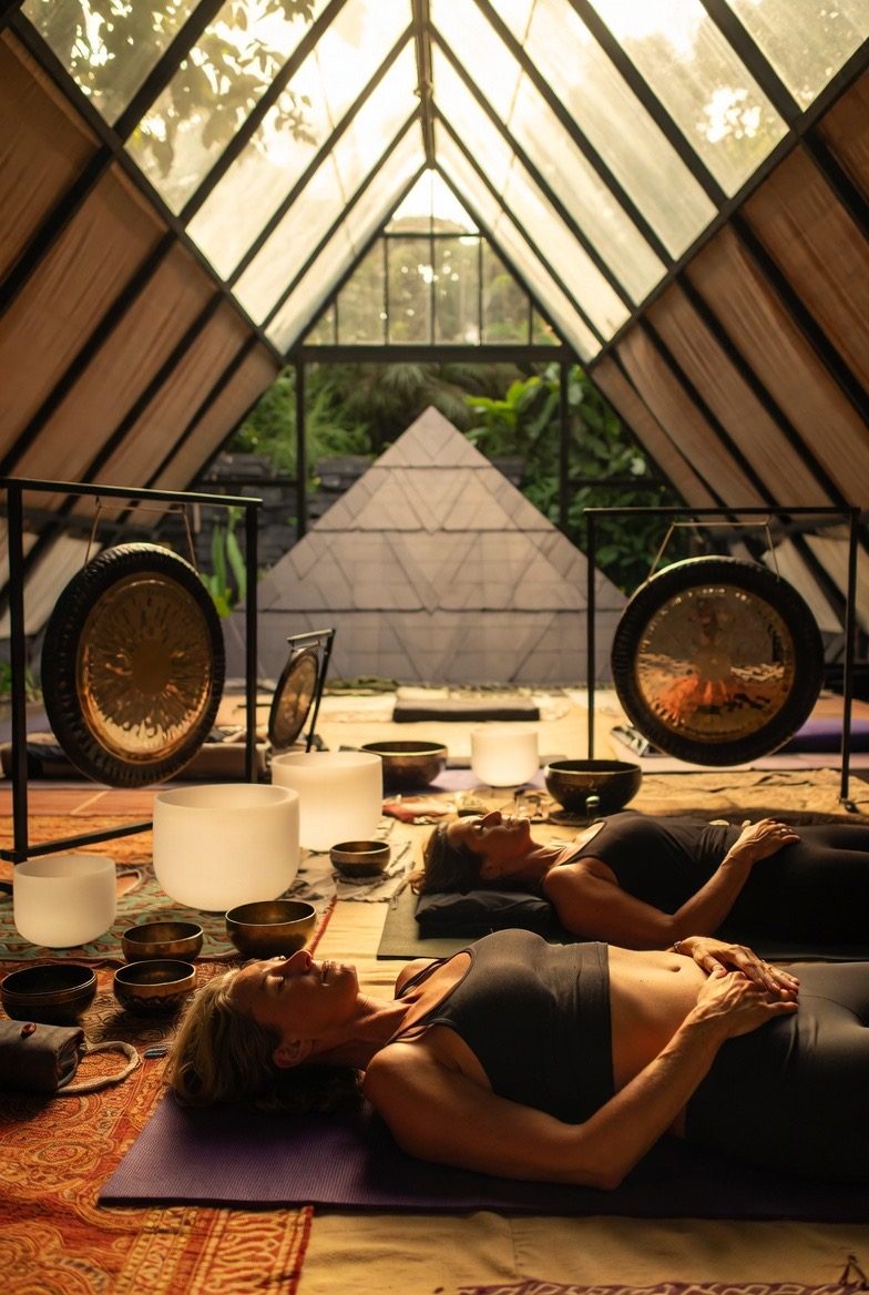 Sound healing session at Pyramids of Chi